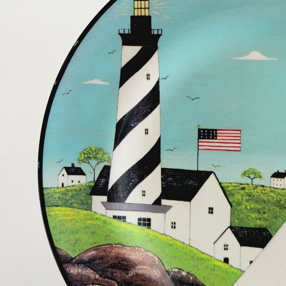 Coastal Breeze Plastic Salad Plate Set Lighthouse & Boat Warren Kimble Folk Art - Picture 7 of 12